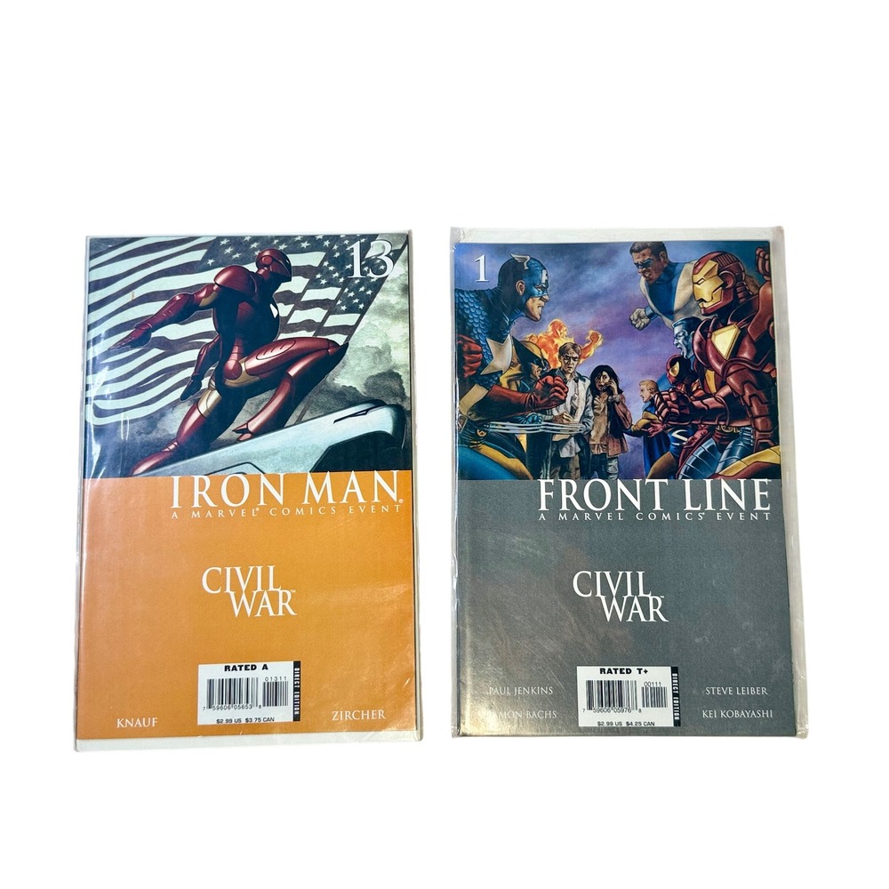Marvel Civil War Comic Lot Iron Man 13 Front Line 1 Direct Edition Bagged Board